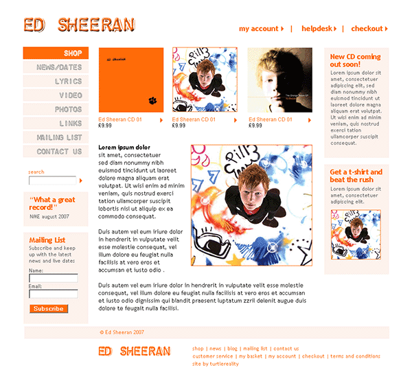 Ed Sheeran Web Design