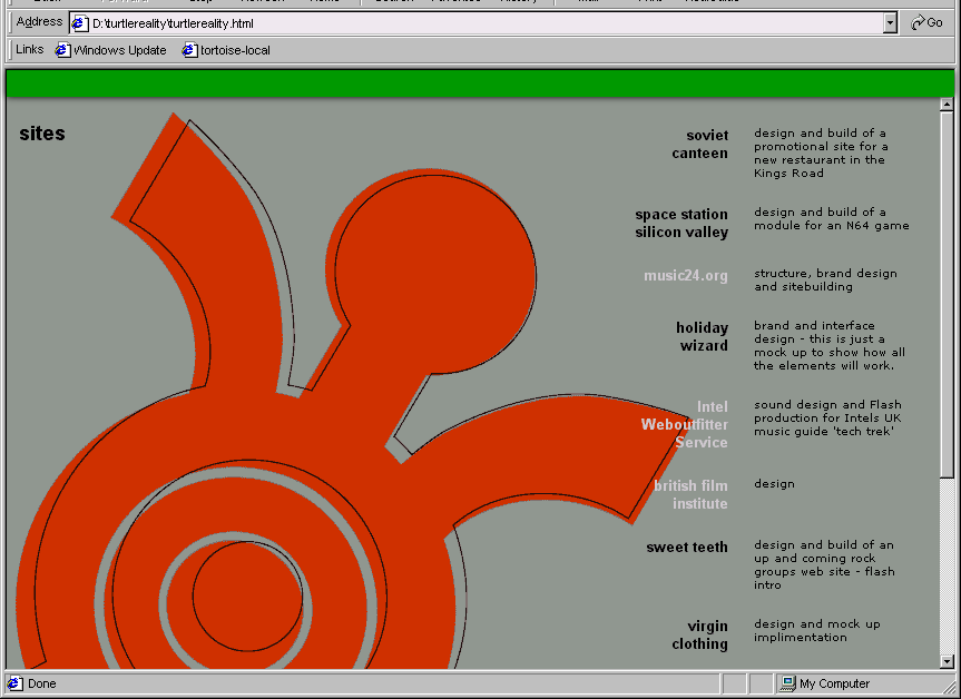 The first ever design for a turtlereality website back in 1999...