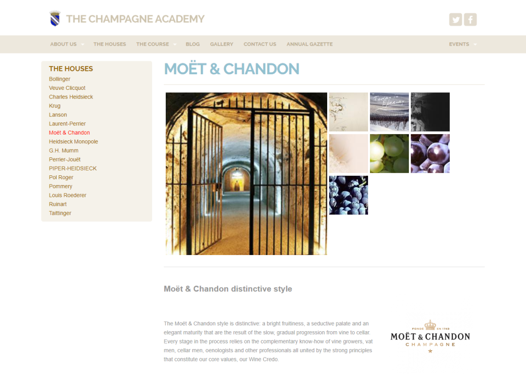 CMS Website Design for Academy of Grande Marque Champagne Houses 