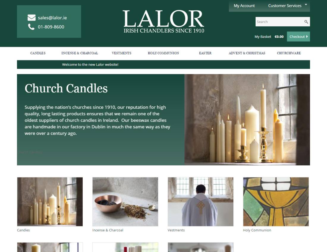 E-commerce web design layout - Lalor homepage