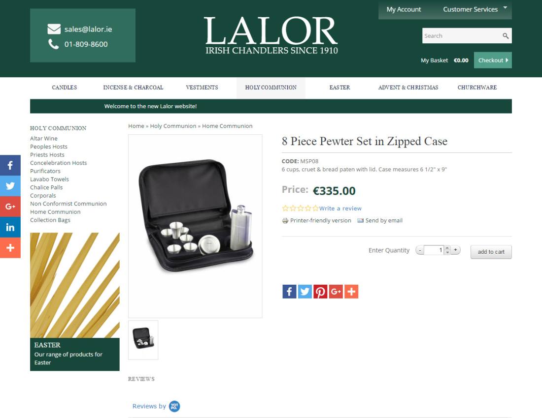 E-commerce web design layout - Lalor product page